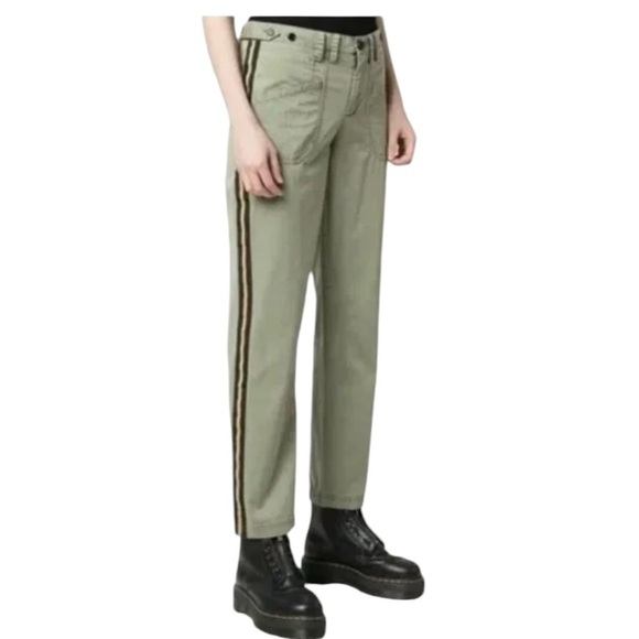 Zadig & Voltaire green pants Pamela Pomelo Side stripe Straight leg Trousers XS - Picture 4 of 15